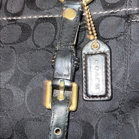 COACH Black Signature Monogram Career Shoulder Bag - Picture 3 of 13